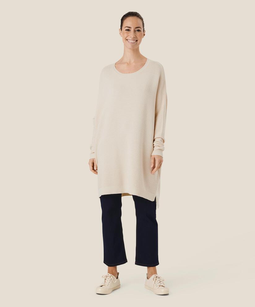 Rippstrickpullover mit langen Ärmeln, Whitecap