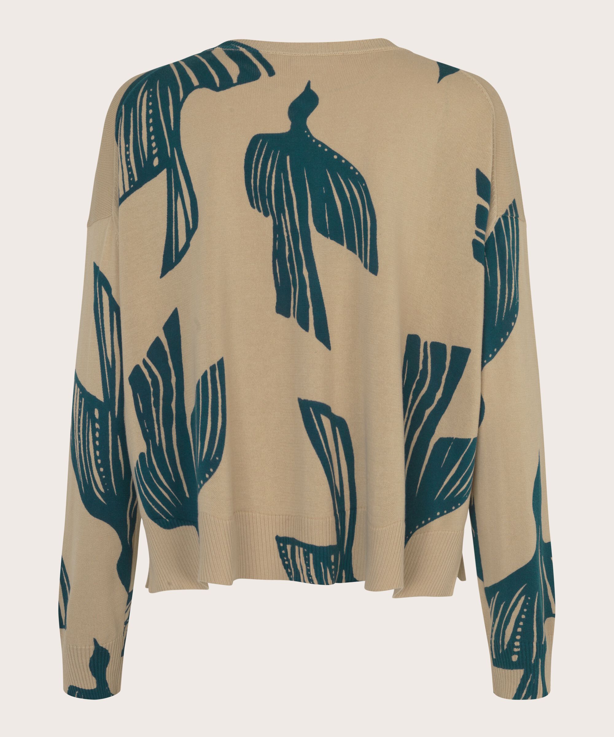 Feinstrick-Top mit Print und gerippten Kanten, Reflect Pond