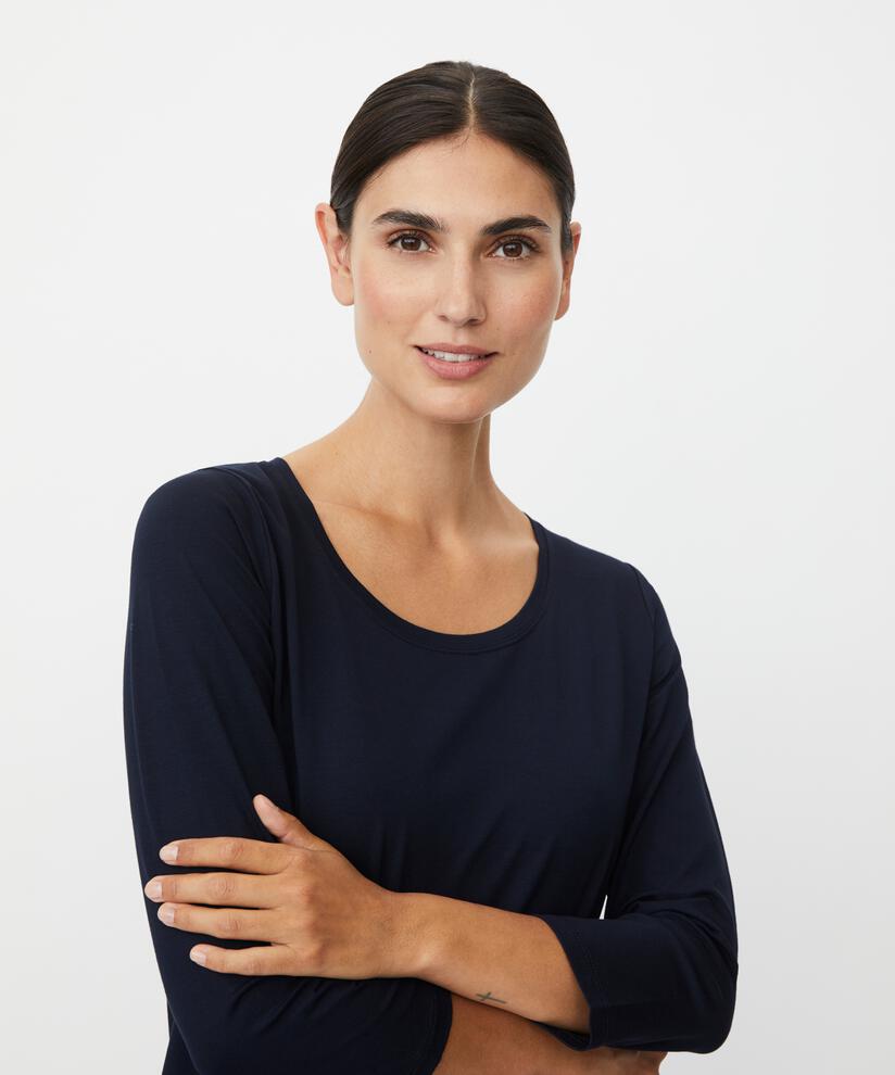 Shirt Mit Rundem Hals, Navy