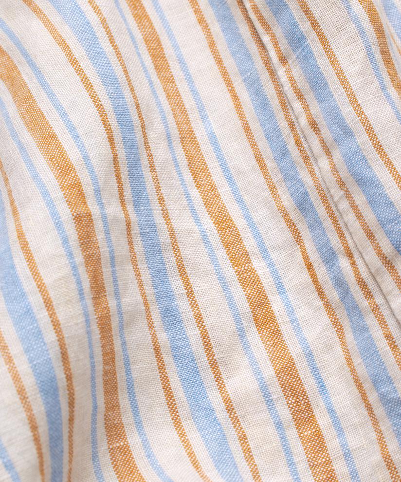 gestreiftes Leinenkleid mit Schlitz am Hals, Inca Gold