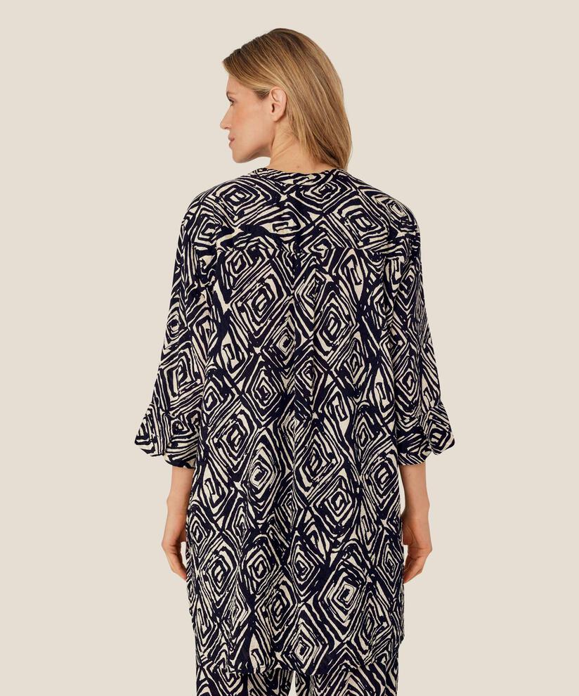 Bedrucktes Hemdblusenkleid aus Viskose mit Seitenschlitz, Black