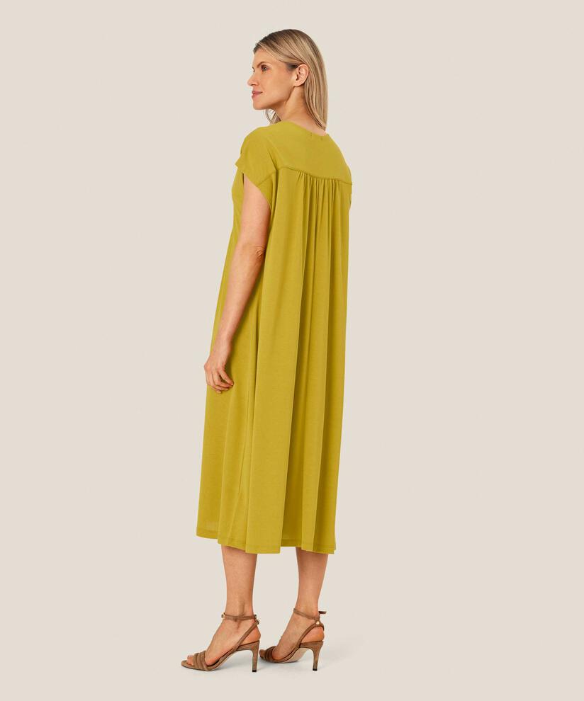 kurzärmliges Jerseykleid mit femininen Falten, Burnish Gold