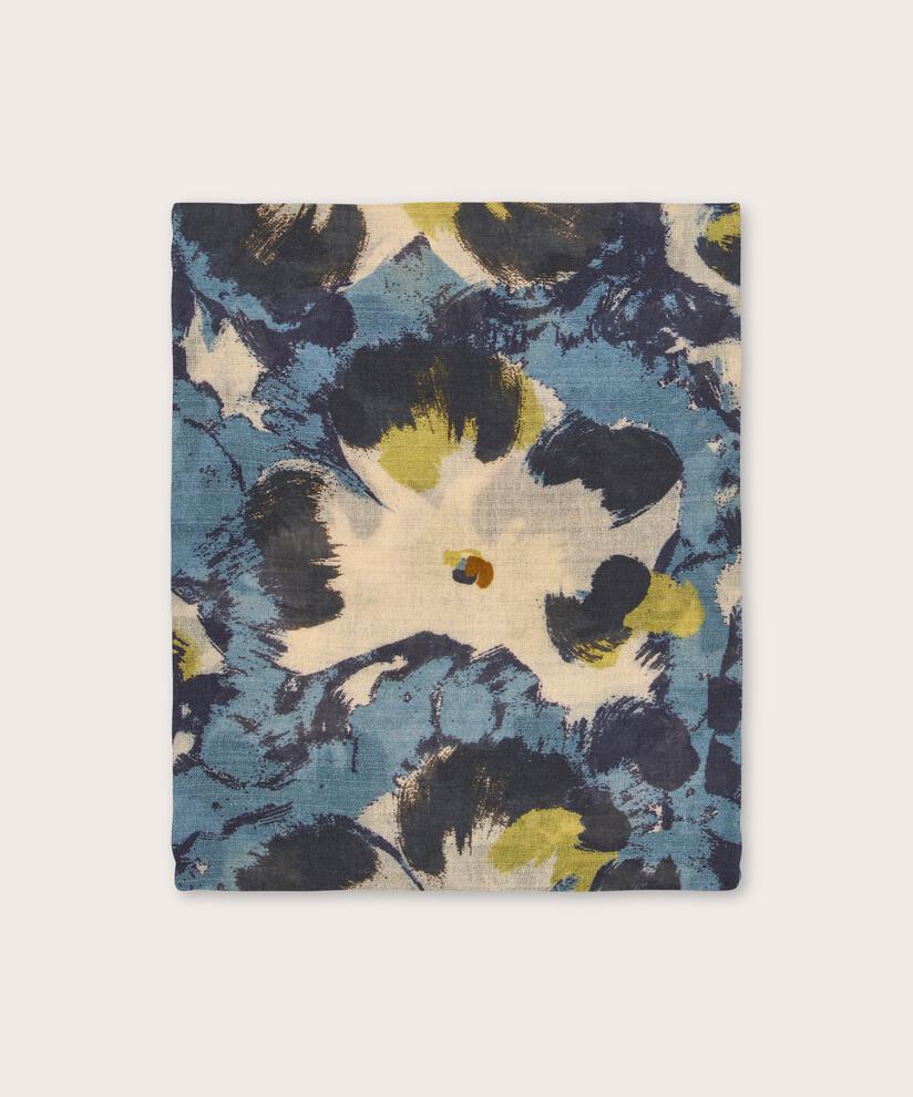 Schal aus Wollmischung mit Blumenmuster, Proven Blue