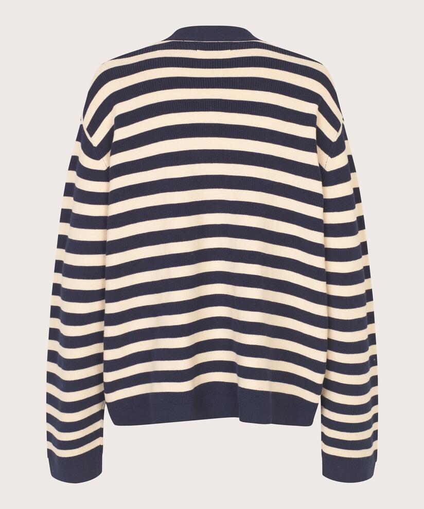 Gestreifter Cardigan aus Baumwolle, Maritime Blue