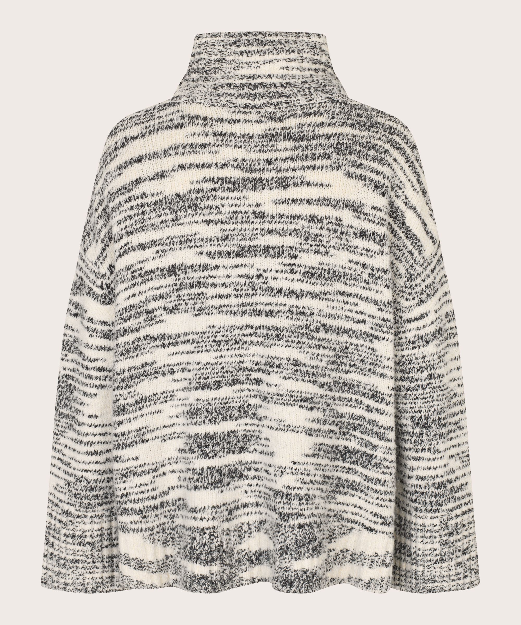 Strickpullover mit hohem Kragen und gerippten Kanten, Black