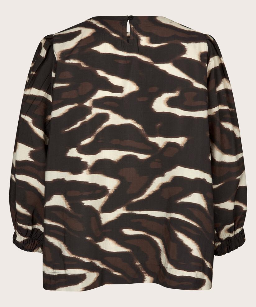 Viskosebluse Mit Rundhalsausschnitt, Coffee Bean