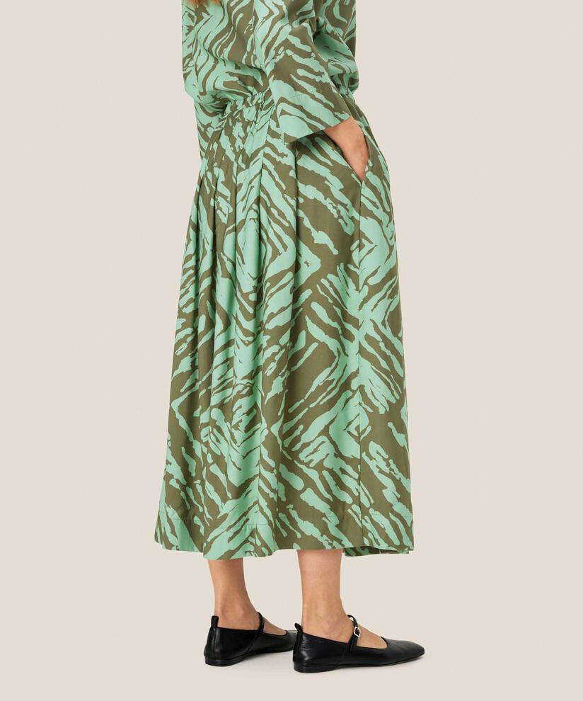 Bedruckter Viskoserock mit Gummizug in der Taille, D. Lichen Green