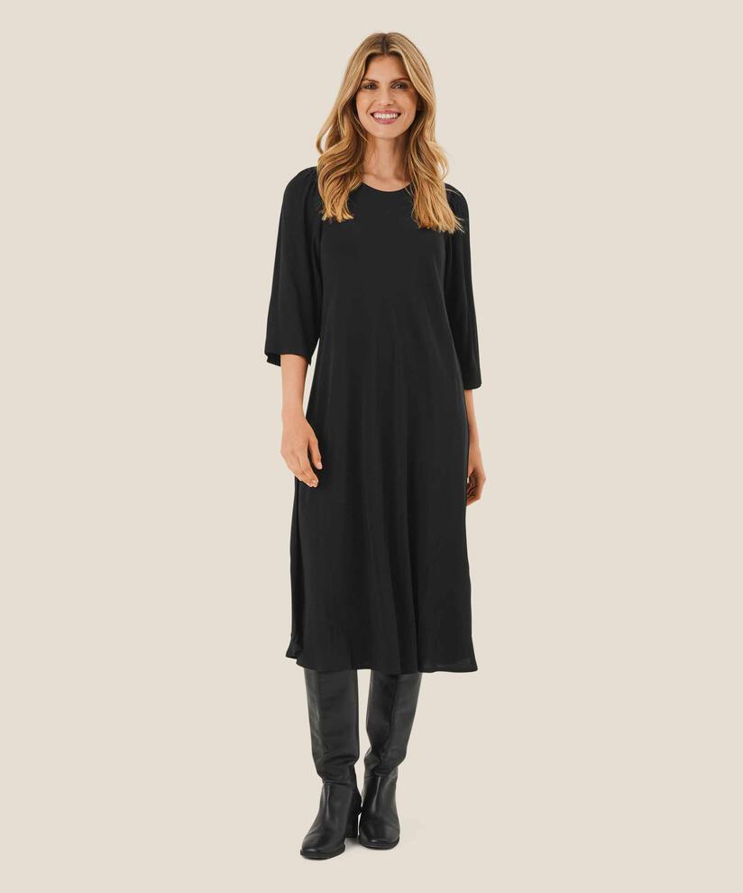 VISKOSEKLEID MIT DREVIERTELÄRMELN, Black