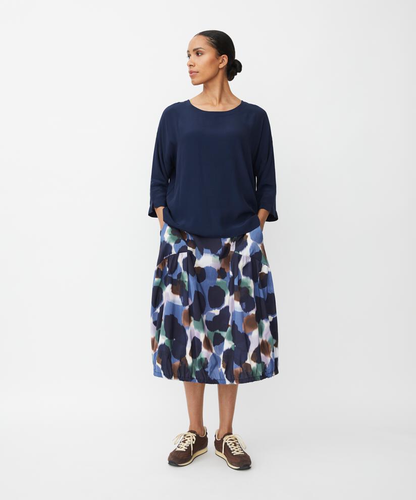 Viskosebluse Mit 3/4 Ärmeln, Navy Blazer