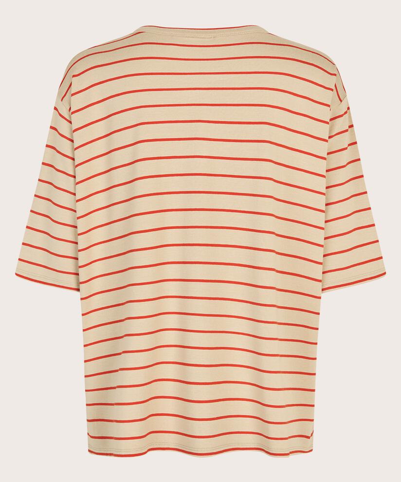 Gestreiftes T-Shirt mit Rundhalsausschnitt, Poinciana