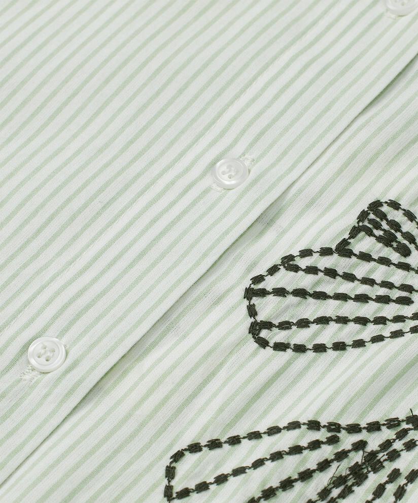 Gestreiftes Baumwollhemd mit Stickerei, Frosty Green