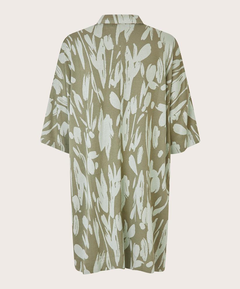 Durchgeknöpftes Hemd aus bedrucktem Jersey, Frosty Green