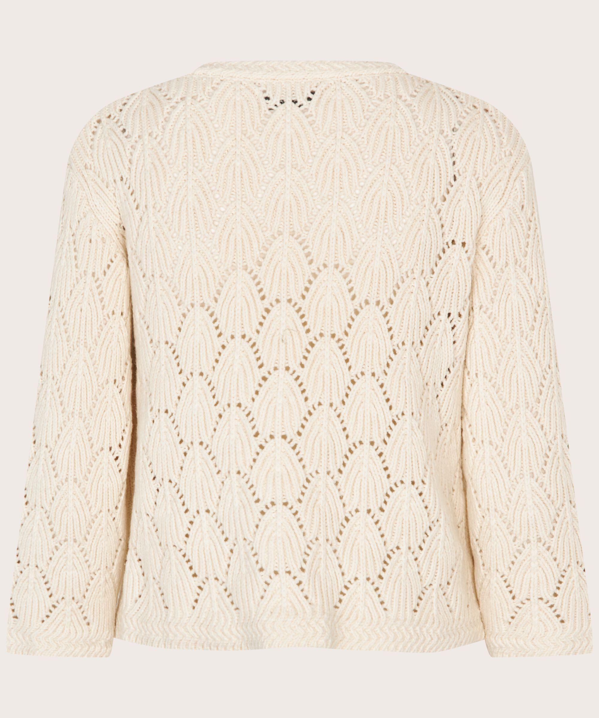 Baumwoll-Mix-Cardigan mit Lochmuster, Whitecap