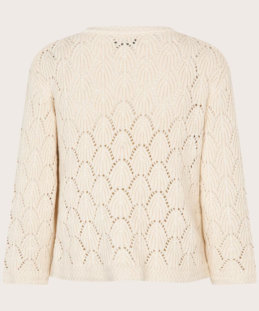 Baumwoll-Mix-Cardigan mit Lochmuster, Whitecap