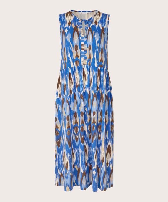 Bedrucktes Jerseykleid mit Bindebändern am Hals, Nebulas Blue