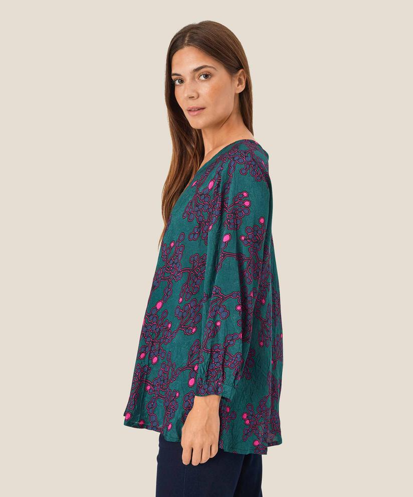 Bedruckte Viskosebluse Mit V-ausschnitt, Reflect Pond