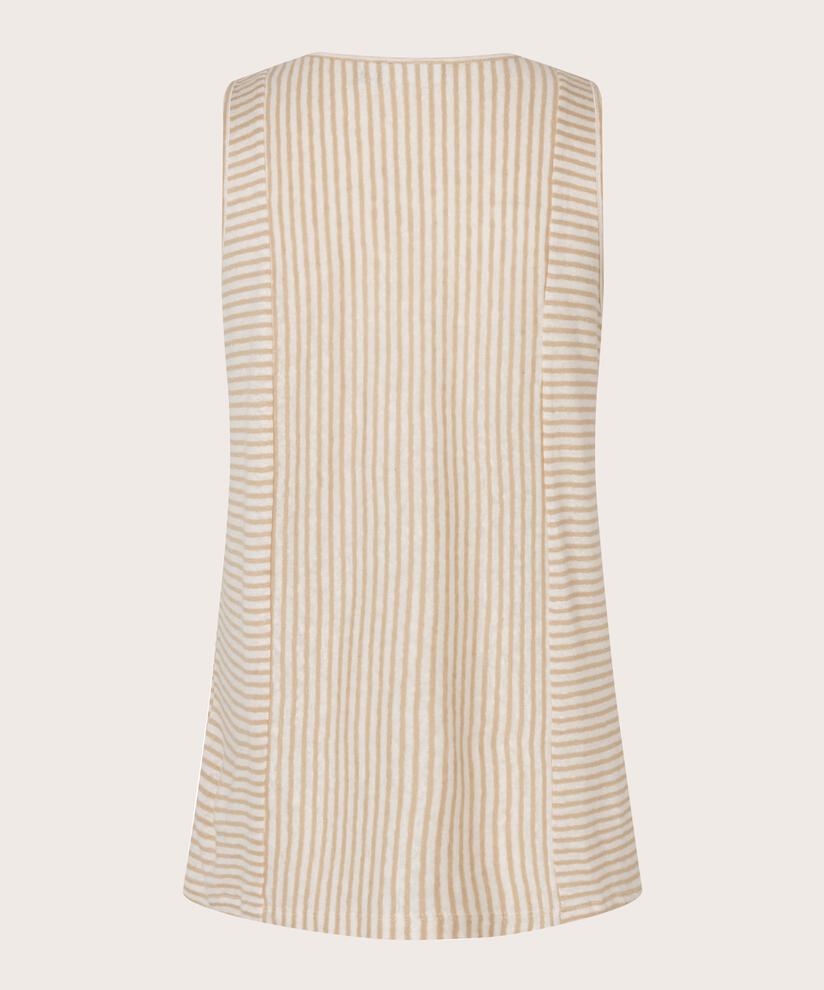 Gestreiftes Jersey-Top aus Leinenmischung, Pale Khaki