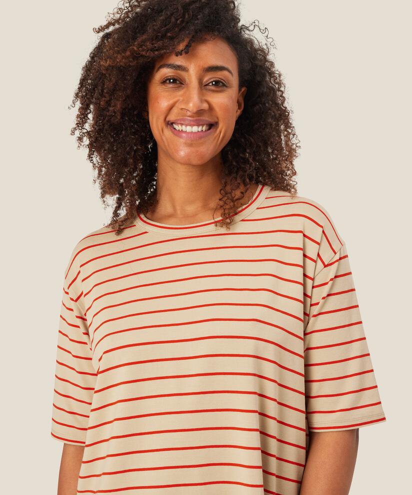 Gestreiftes T-Shirt mit Rundhalsausschnitt, Poinciana