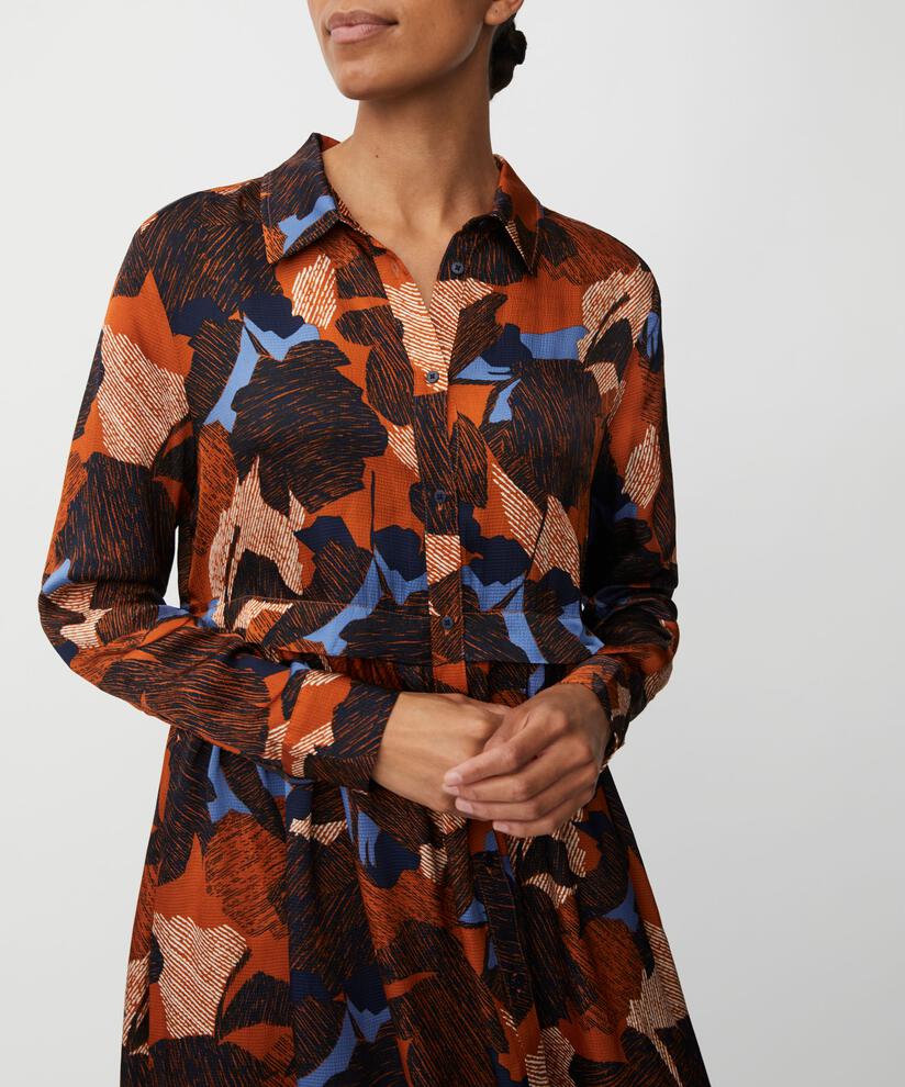 Durchgeknöpftes Kleid aus bedruckter Viskose, Autumnal