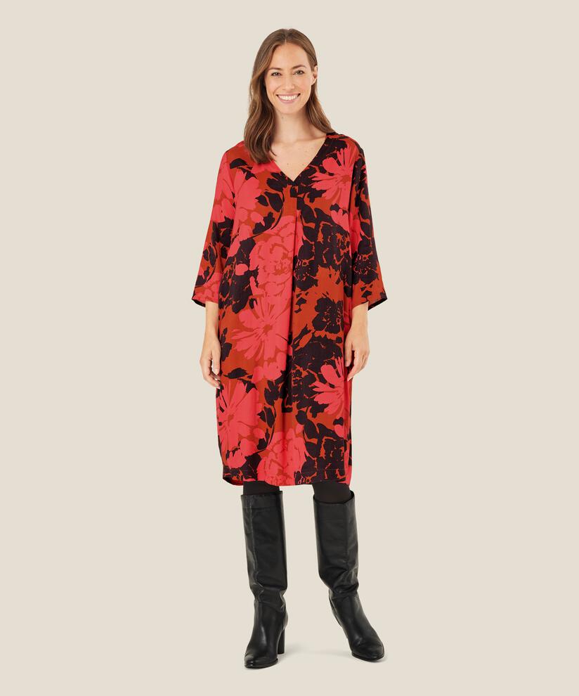 Geblümtes Viskosekleid mit V-Ausschnitt, Picante