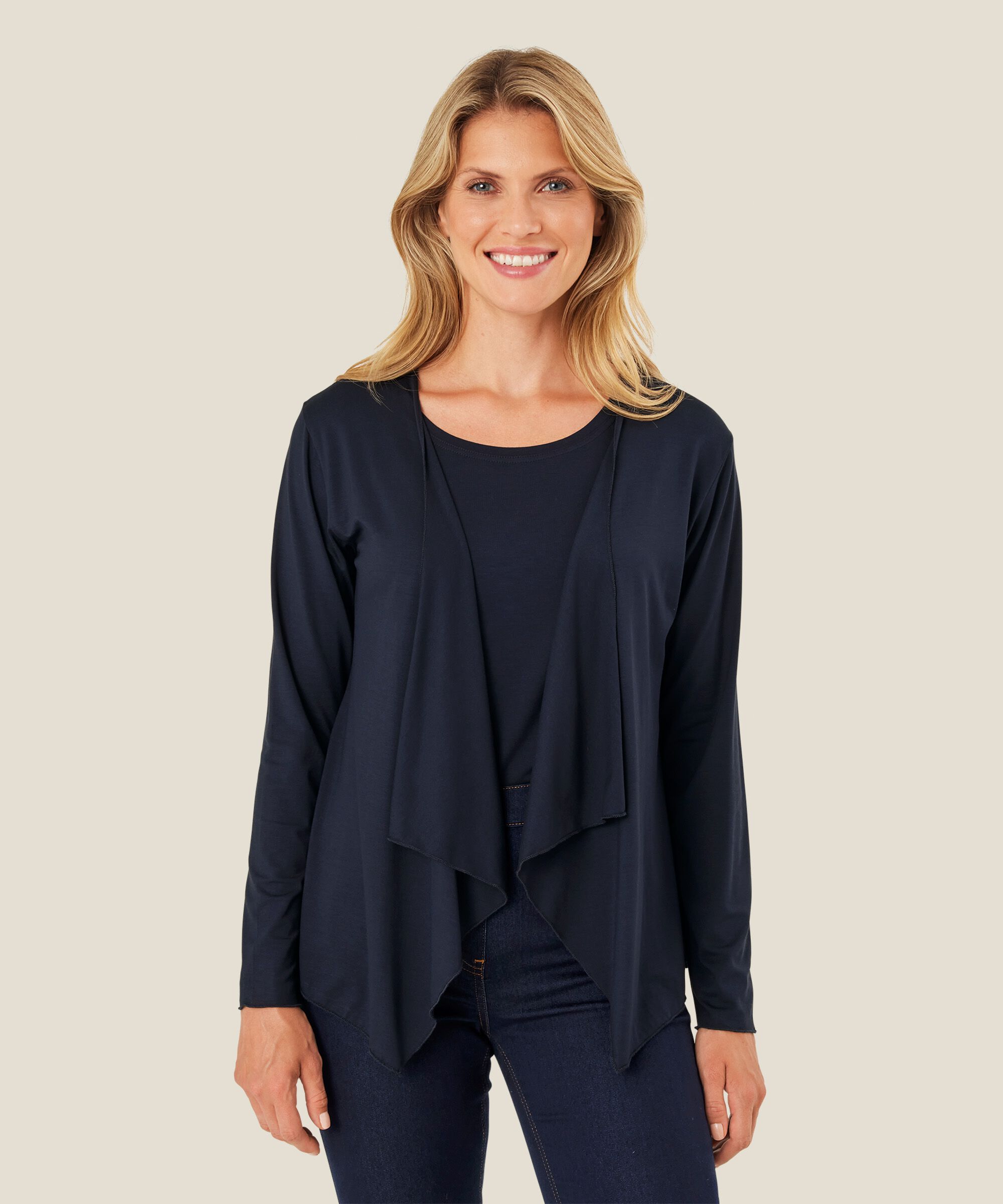 Offener Jersey-cardigan, Navy
