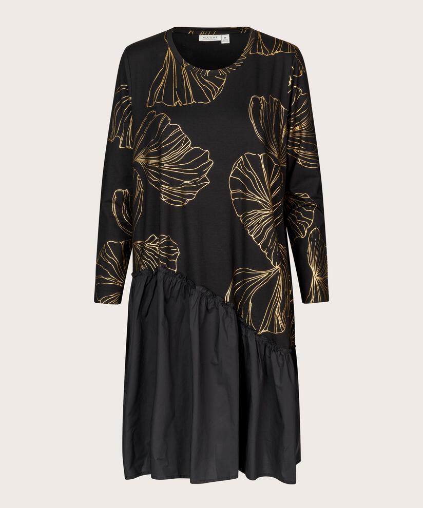 Kleid aus schwerem Jersey mit Golddruck, Gold