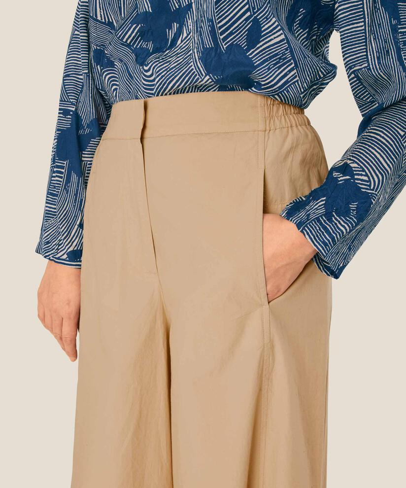 Baumwollhose mit weitem Bein und elastischem Bund, Safari