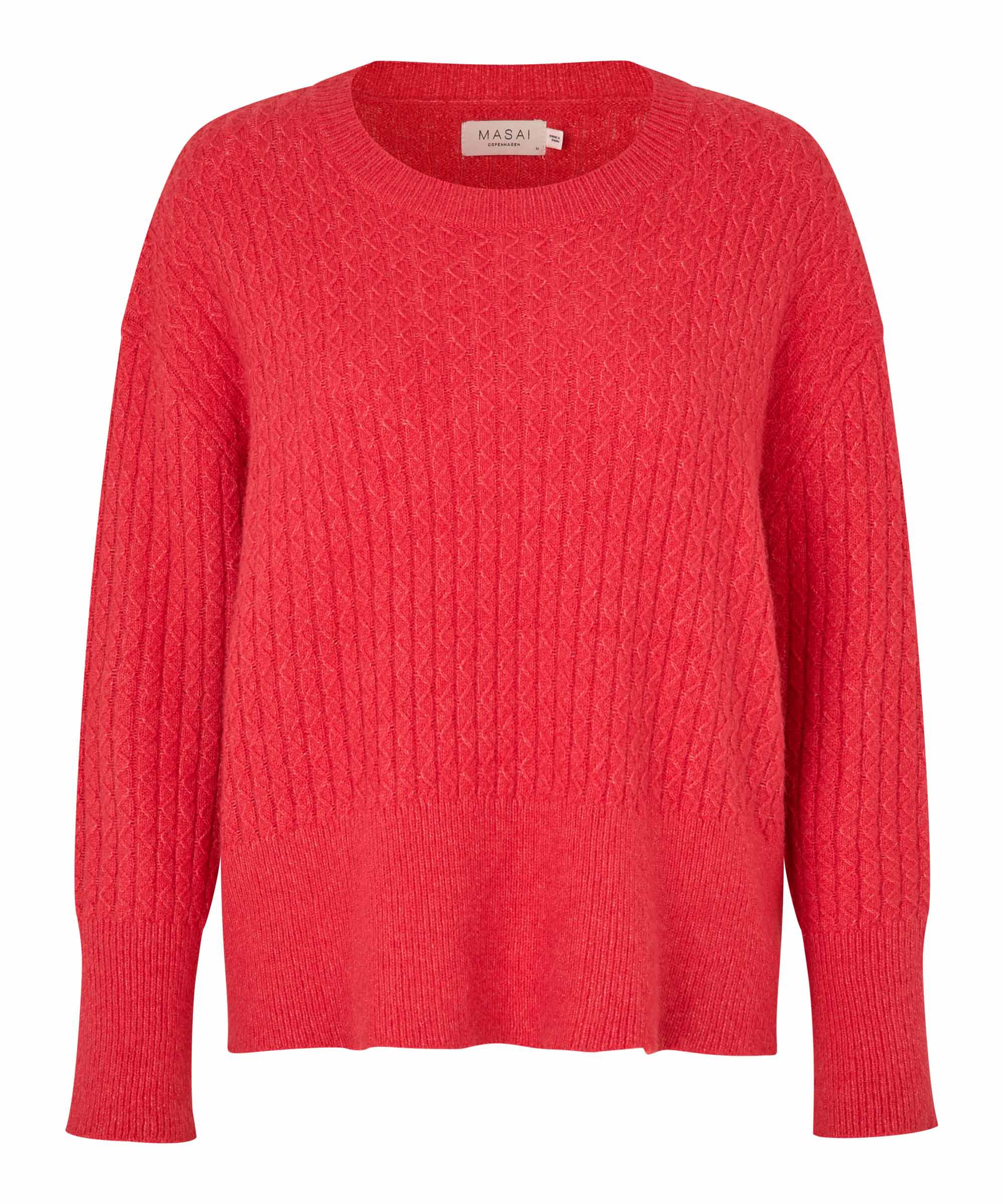 Strickpullover mit dezenter Struktur, Poinsettia