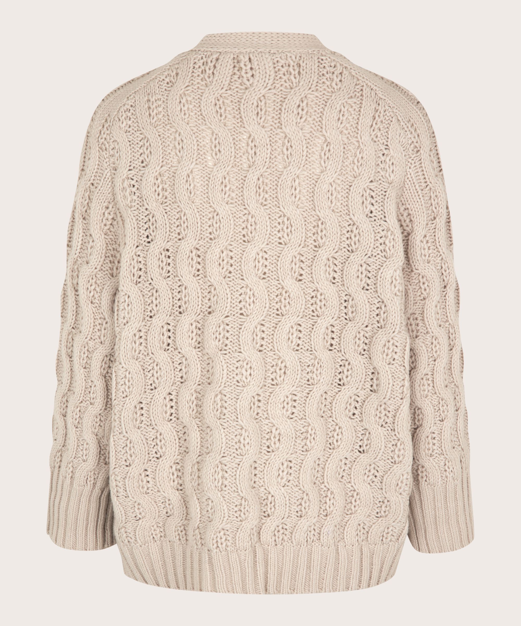 Strickjacke mit Zopfmuster, Silver Cloud