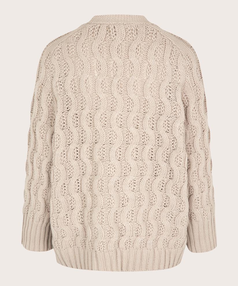 Strickjacke mit Zopfmuster, Silver Cloud