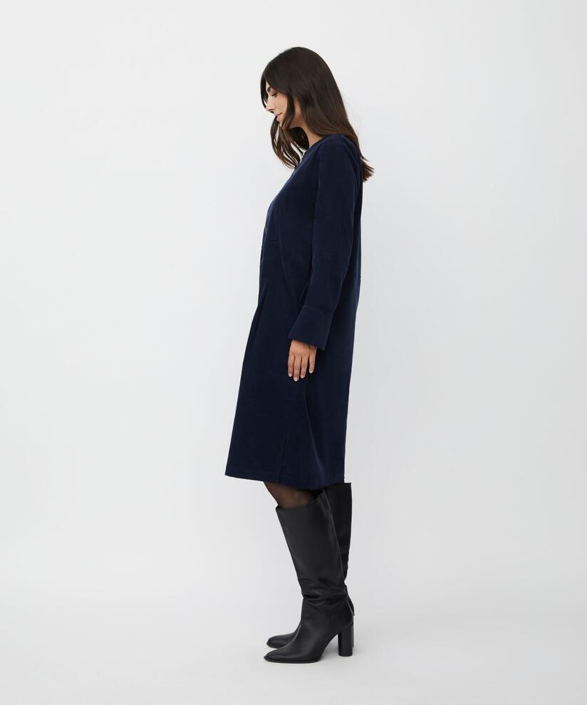 Samtkleid mit Reißverschluss am Hals, Navy Blazer