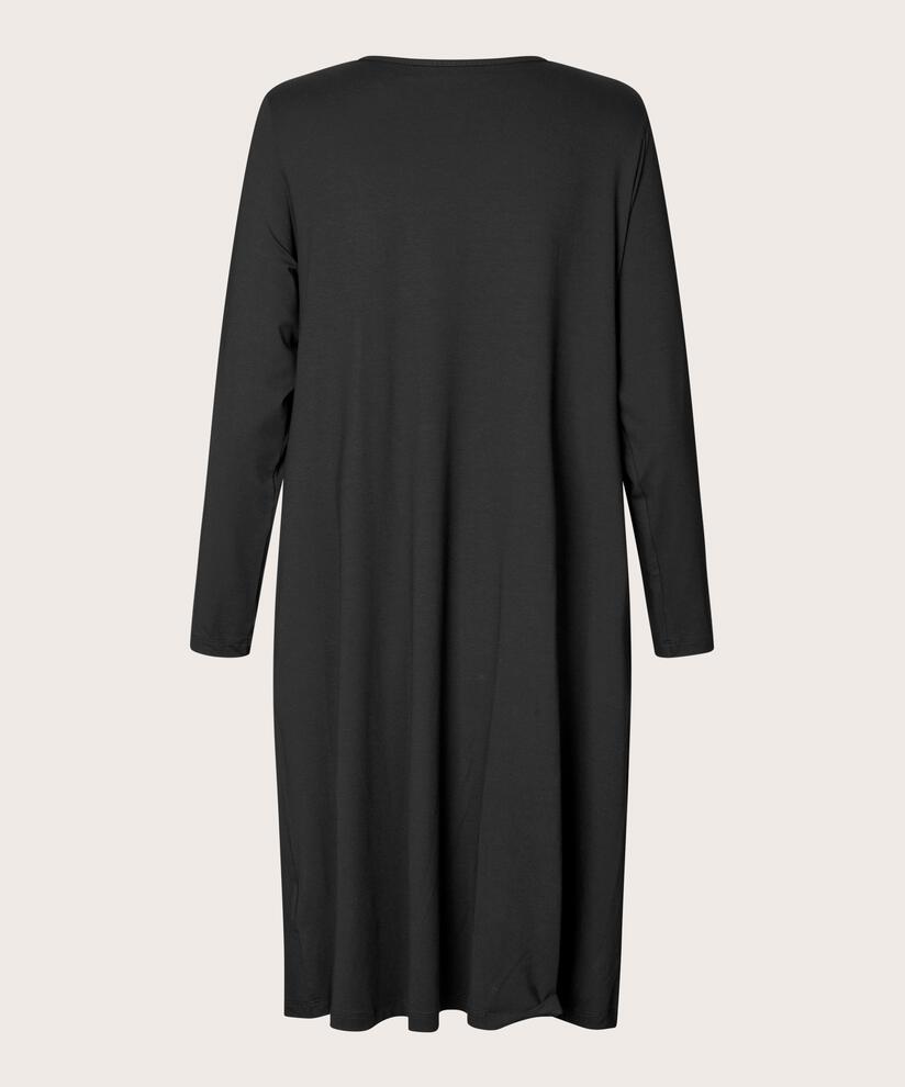Jerseykleid mit Falten vorne und Eingrifftaschen, Black