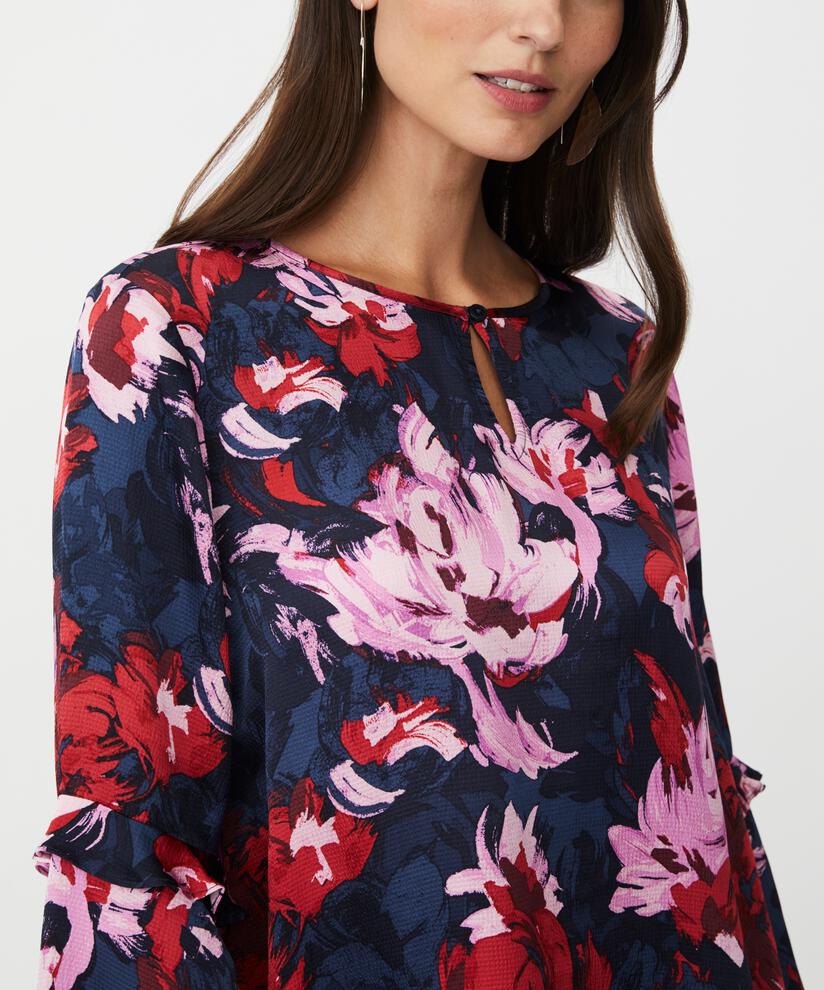 Viskosebluse Mit Knopfdetail, Scarlet Sage