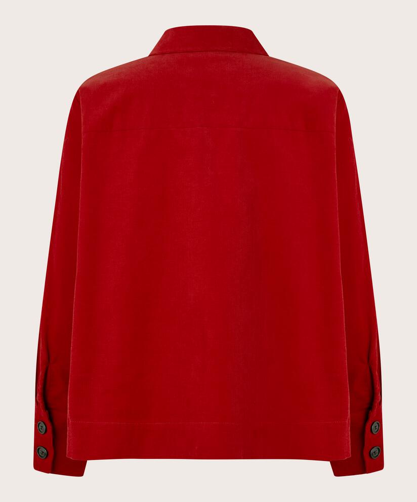Samthemdjacke mit Kragen, Red Dahlia