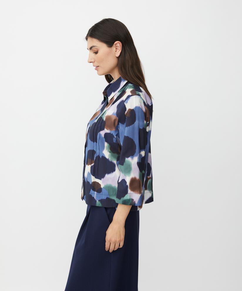 Viskose-Hemd mit 3/4-Arm und Ziernähten, Navy Blazer