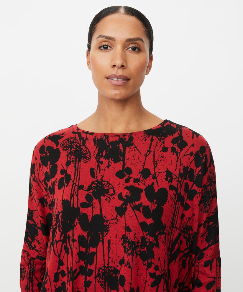 geblümtes Oversize-Top mit schmalen Ärmeln, Scarlet Sage