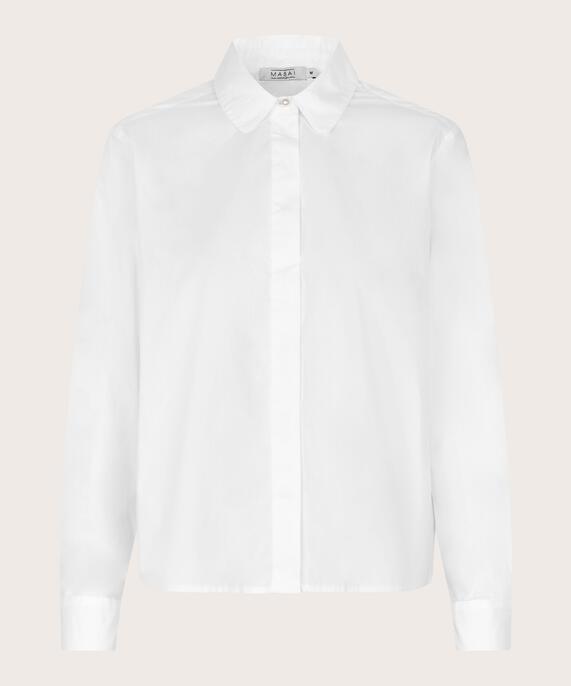 Baumwollhemd mit Perlenknopf, White