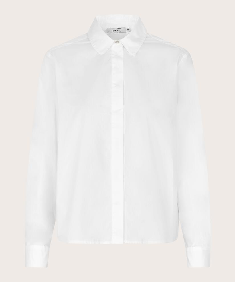 Baumwollhemd mit Perlenknopf, White