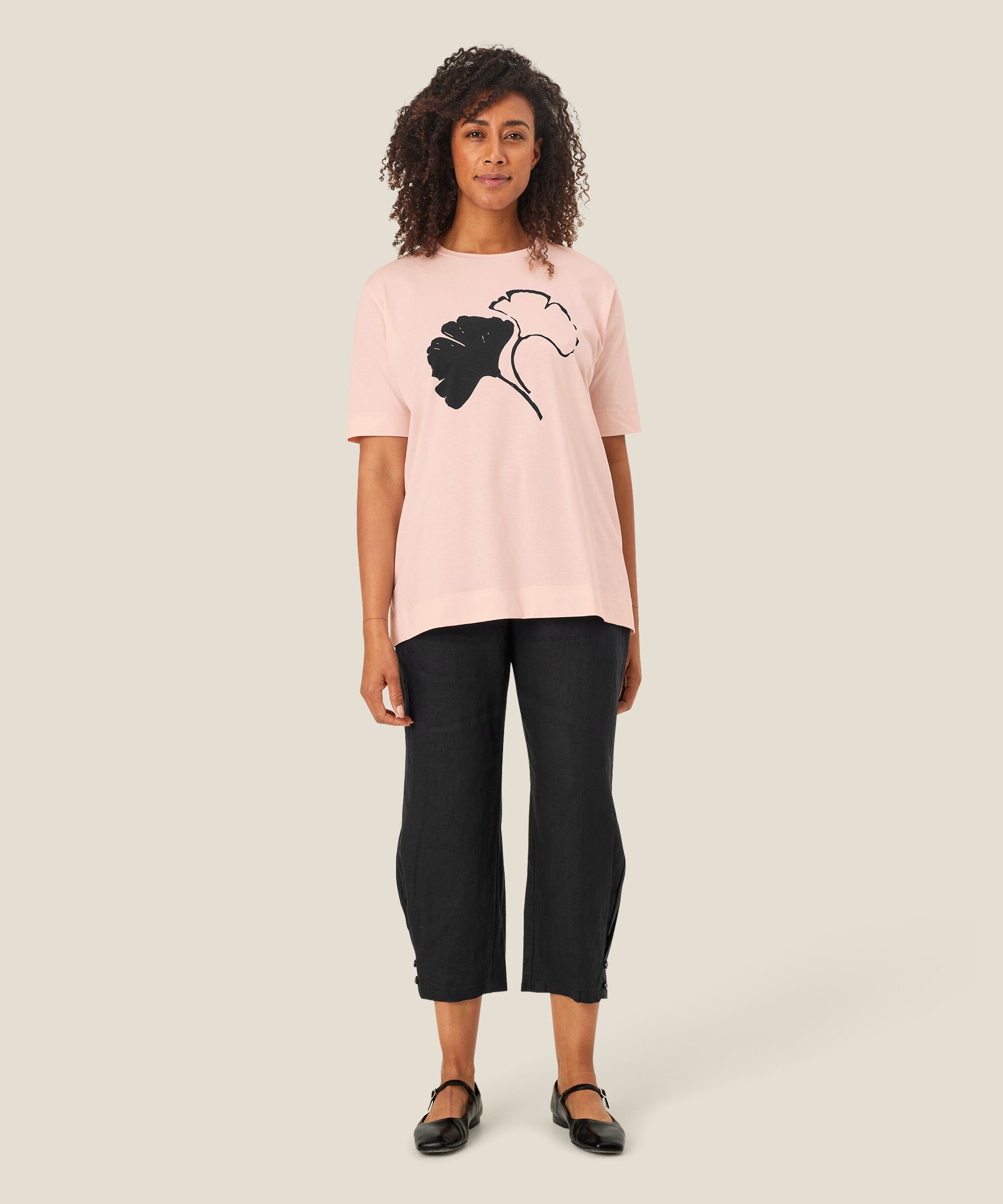 Bedrucktes T-Shirt mit Rundhalsausschnitt, Mauve Chalk