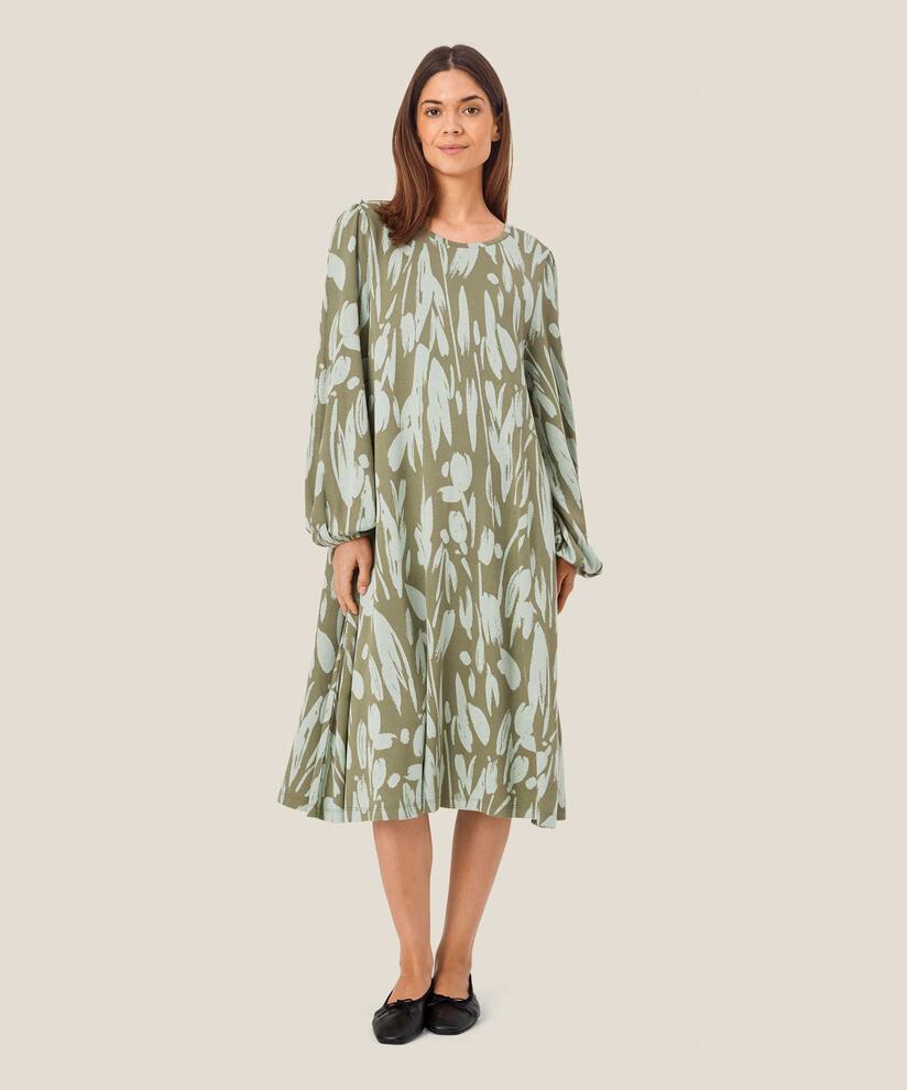 Kleid aus geblümtem Jersey mit Rundhalsausschnitt, Frosty Green