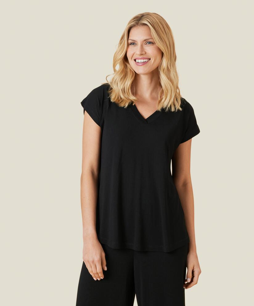 T-shirt Mit V-ausschnitt, Black