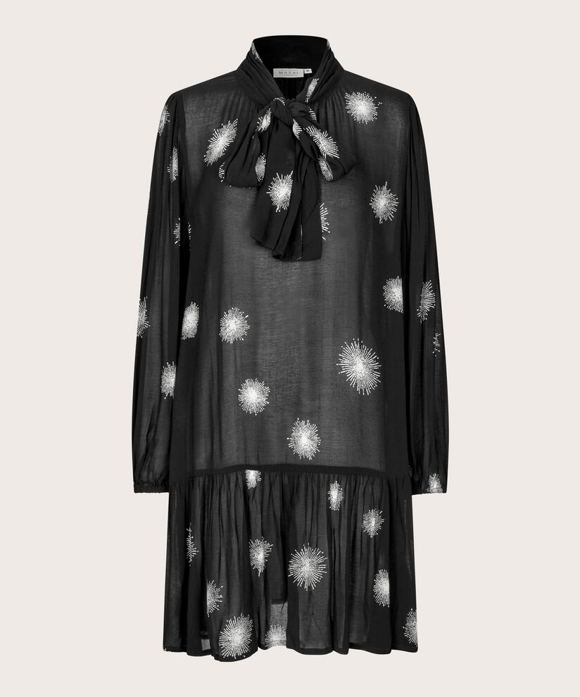 Transparente Tunika mit Bindebändern am Hals, Black