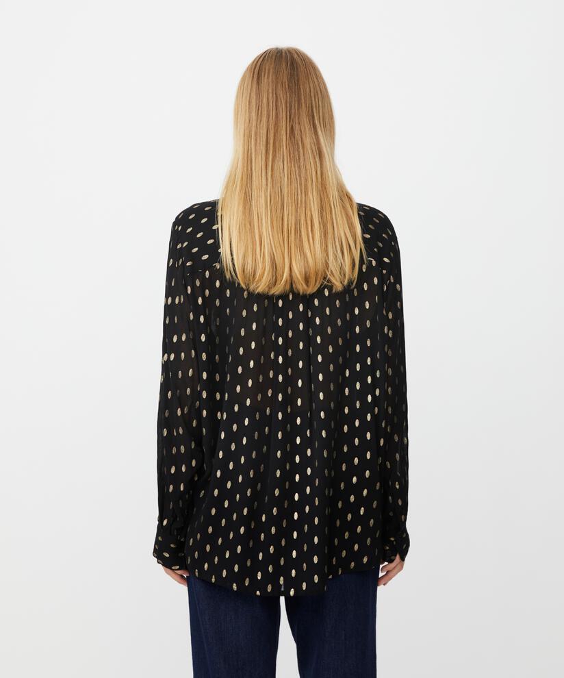 leichtes transparentes Shirt mit goldenen Punkten, Black