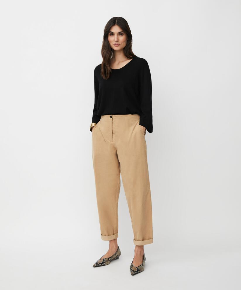 Cordhose mit Gummizug hinten, Travertine