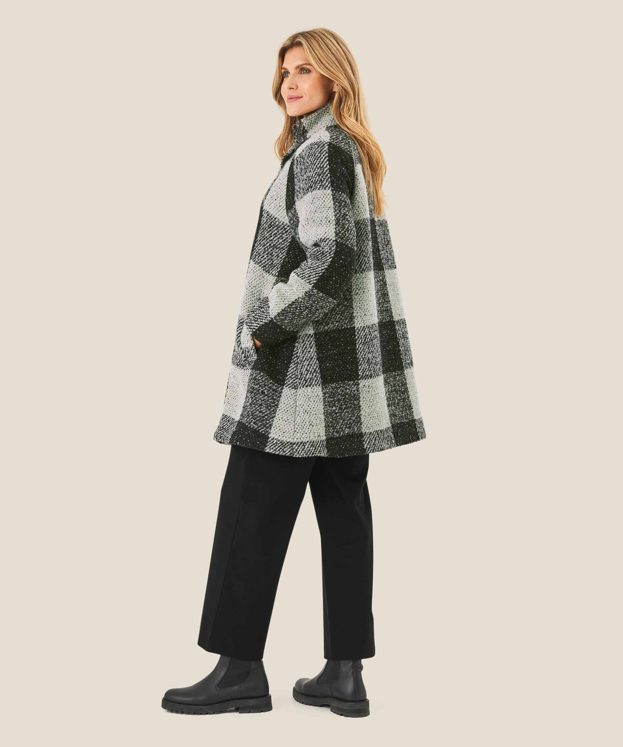 Mantel aus Wollmischung, Black