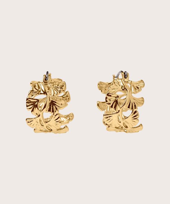 runde Ohrringe mit Blattmuster, Gold