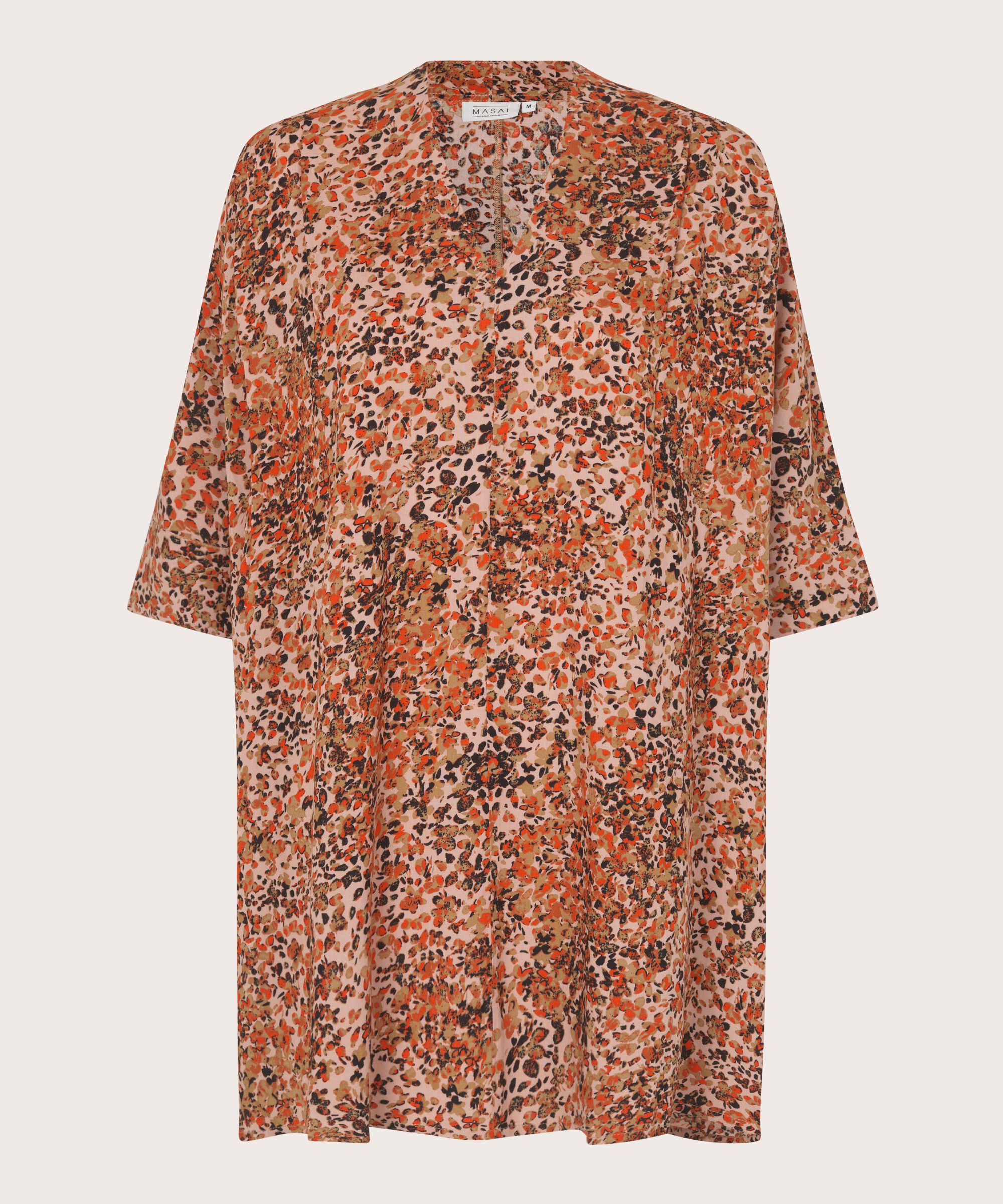 gemusterte Tunika aus Viskosesatin, Misty Rose
