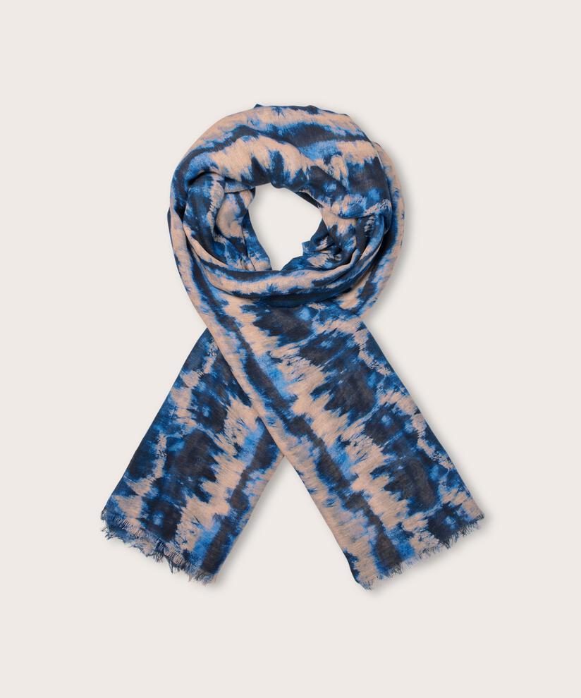 Schal mit Batikmuster aus Baumwollmischung, Navy Peony