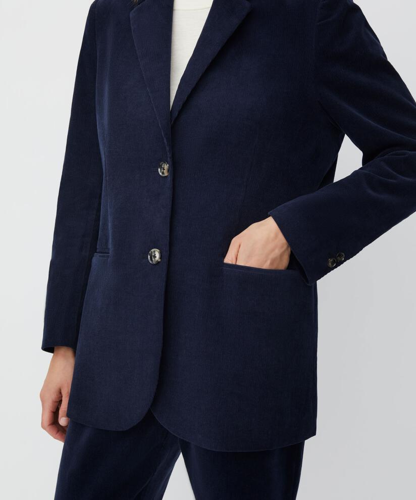 klassischer Blazer aus Babycord, Navy Blazer