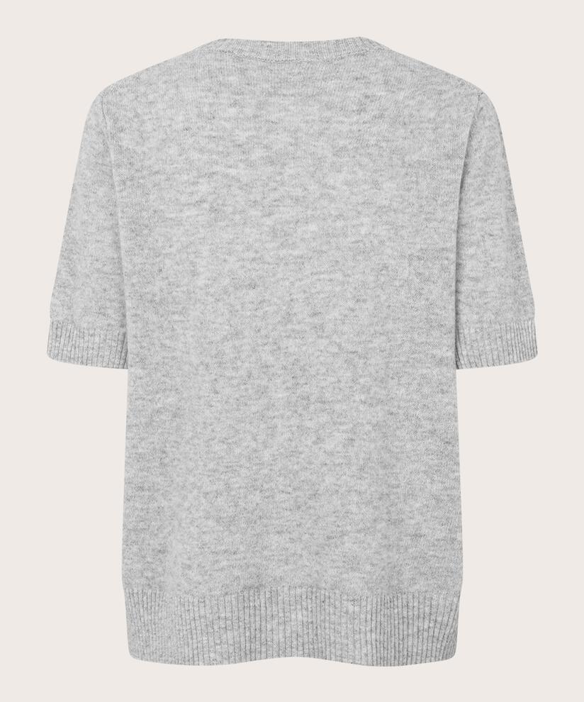 Kurzärmliger Strickpullover aus Wolle, L. Grey mel.